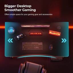 VOGREX 140 x 60cm Gaming Desk Computer Gaming Table in Black - Size: 140 x 60 cm - thumbnail 3