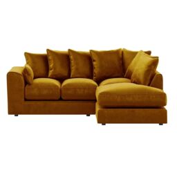 Furnishings For Less UK Brooklyn Plush Velvet 3 to 4 Seater L Shaped Corner Sofa Right Hand Facing in Gold - thumbnail 2