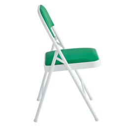 MCC Direct Set of 4 Folding Dining Chairs Metal Frame Padded Seats in Green - thumbnail 3