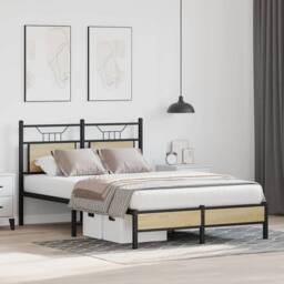 Berkfield Home Decorative Bed Frame without Mattress Sonoma Oak 120x200 cm Engin in Light Tan - Size: Small Double - thumbnail 4