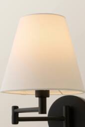 ValueLights Sonia Adjustable Swing Arm Wall Light with Tapered Linen Lamp Shade in Black - thumbnail 4