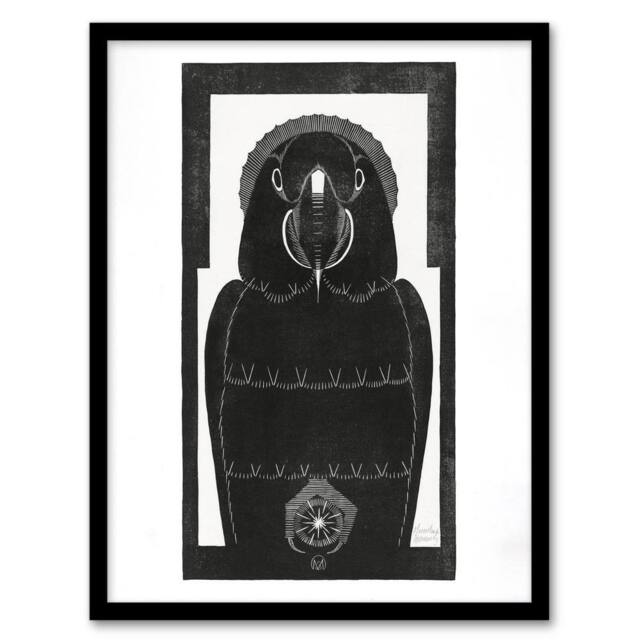 Artery8 Stylised Ara Macaw Parrot De Mesquita Framed Wall Art Print in White - Size: A4 - image 1