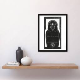 Artery8 Stylised Ara Macaw Parrot De Mesquita Framed Wall Art Print in White - Size: A4 - thumbnail 4