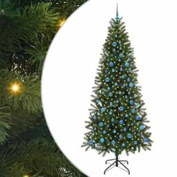 Berkfield Home Artificial Christmas Tree with 300 LEDs Green 240 cm PE & PVC - thumbnail 2