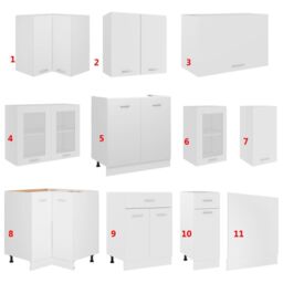 Berkfield Home 11 Piece Kitchen Cabinet Set Lyon White Engineered Wood - thumbnail 8