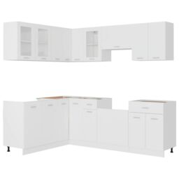 Berkfield Home 11 Piece Kitchen Cabinet Set Lyon White Engineered Wood - thumbnail 3