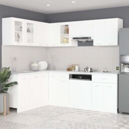 Berkfield Home 11 Piece Kitchen Cabinet Set Lyon White Engineered Wood - thumbnail 1