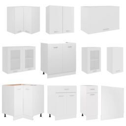 Berkfield Home 11 Piece Kitchen Cabinet Set Lyon White Engineered Wood - thumbnail 4