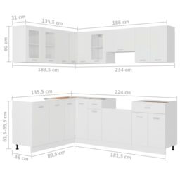Berkfield Home 11 Piece Kitchen Cabinet Set Lyon White Engineered Wood - thumbnail 7