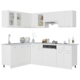 Berkfield Home 11 Piece Kitchen Cabinet Set Lyon White Engineered Wood - thumbnail 2