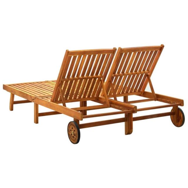 Berkfield Home Comfortable 2-Person Sun Lounger Solid Acacia Wood in Brown - image 1