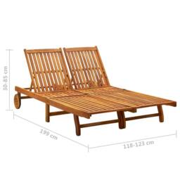 Berkfield Home Comfortable 2-Person Sun Lounger Solid Acacia Wood in Brown - thumbnail 8