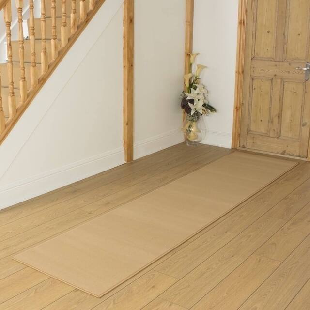 runrug Hallway Carpet Runner Rug - Soft & Comfy, 9mm - 'Plain' in Beige - Size: 70 cm x 420 cm - image 1