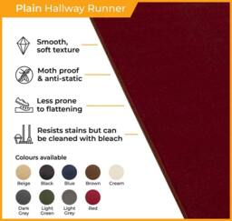 runrug Hallway Carpet Runner Rug - Soft & Comfy, 9mm - 'Plain' in Beige - Size: 70 cm x 420 cm - thumbnail 3