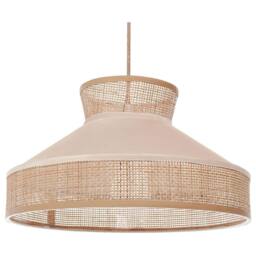 Wyld and Coco Natural Beige Rattan Pendant Lamp with Velvet Shade Adjustable Cord - thumbnail 2