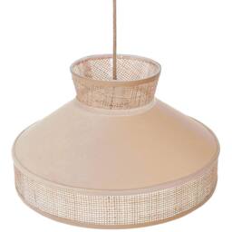 Wyld and Coco Natural Beige Rattan Pendant Lamp with Velvet Shade Adjustable Cord - thumbnail 4