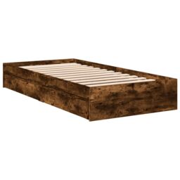 Berkfield Home Bed Frame with Drawers without Mattress Smoked Oak 90x190 cm Single in Brown - thumbnail 6
