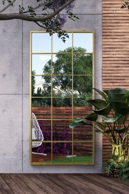 "MirrorOutlet Gold Modern Window Garden Wall Mirror 69"" X 33"" (174CM X 85CM) - Size: 1 Pack" - image 1