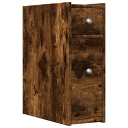 Berkfield Home Narrow Bathroom Cupboard with Wheels Smoked Oak Engineered Wood in Brown - thumbnail 2