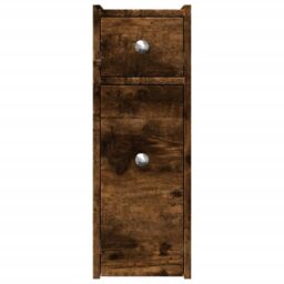 Berkfield Home Narrow Bathroom Cupboard with Wheels Smoked Oak Engineered Wood in Brown - thumbnail 4
