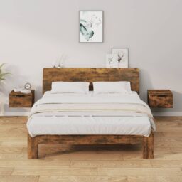 Berkfield Home Wall-mounted Bedside Cabinets 2 pcs Smoked Oak 34x30x20 cm in Brown - Size: 34 x 30 x 20 cm - thumbnail 1