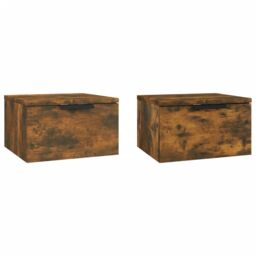 Berkfield Home Wall-mounted Bedside Cabinets 2 pcs Smoked Oak 34x30x20 cm in Brown - Size: 34 x 30 x 20 cm - thumbnail 2