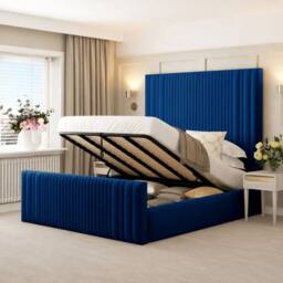 "Bed Choices Aspire Upholstered Bed Frame with 70"" Headboard & mattress in Blue - Size: Single" - thumbnail 4