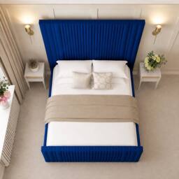 "Bed Choices Aspire Upholstered Bed Frame with 70"" Headboard & mattress in Blue - Size: Single" - thumbnail 3