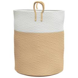 Berkfield Home Storage Basket Beige & White √ò38x46 cm Cotton - Size: 38x46 cm - thumbnail 5