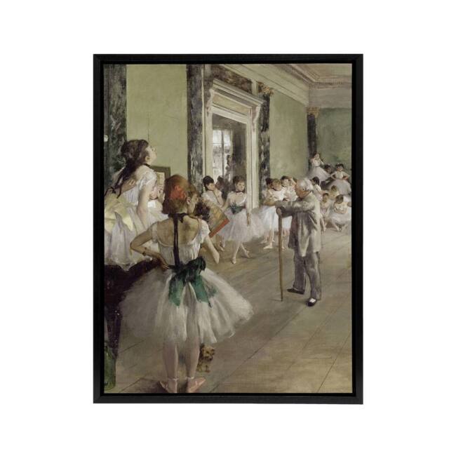 "Artery8 Edgar Degas The Ballet Class Framed Canvas Wall Art Print in Beige - Size: W12"" x H16""" - image 1
