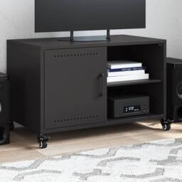 Berkfield Home TV Cabinet Black 68x39x43.5 cm Steel - thumbnail 2