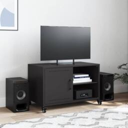 Berkfield Home TV Cabinet Black 68x39x43.5 cm Steel - thumbnail 1
