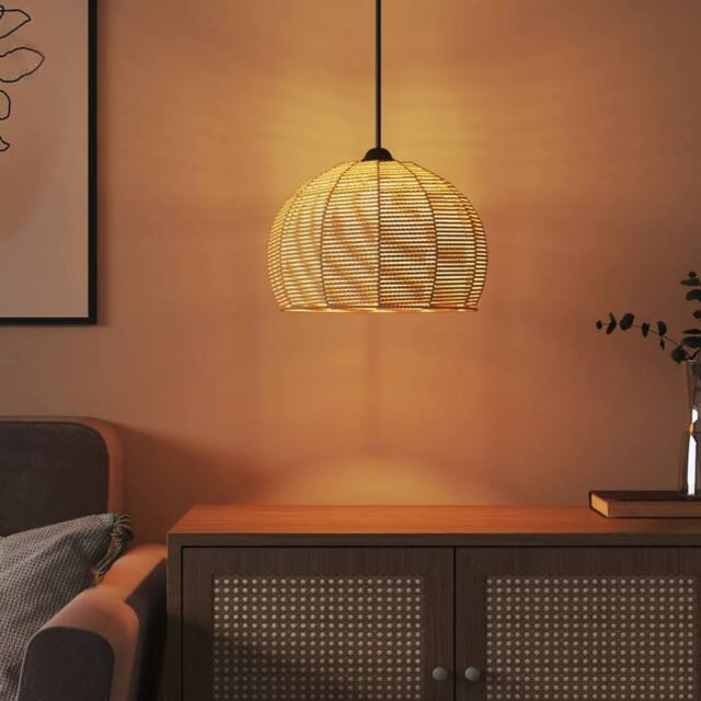 Berkfield Home Charming Ceiling Lamp Shade √ò36x26 cm Iron & Paper in Light Tan - Size: 36x26 cm - image 1