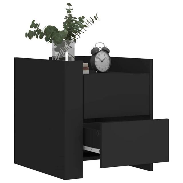 Berkfield Home Decorative Bedside Cabinet Black 45x50x50 cm Engineered Wood - Size: 45 x 50 x 50 cm - image 1