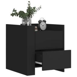 Berkfield Home Decorative Bedside Cabinet Black 45x50x50 cm Engineered Wood - Size: 45 x 50 x 50 cm - thumbnail 1