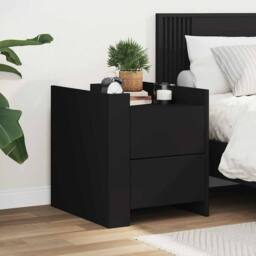 Berkfield Home Decorative Bedside Cabinet Black 45x50x50 cm Engineered Wood - Size: 45 x 50 x 50 cm - thumbnail 2