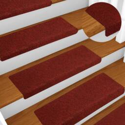 Berkfield Home Stair Mats 5 pcs Bordeaux Red 65x21x4 cm Needle Punch - Size: Medium - thumbnail 6