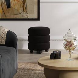 Lemon Pavilion Furniture Emi Pouffe - L43 x W43 x H49.5 cm - Black/Black - Fully Assembled in Black - thumbnail 4