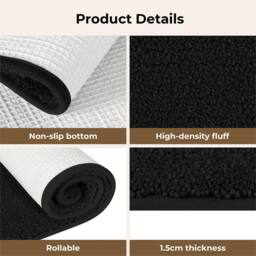 KORVIXA Velvet/Black/50 x 80cm Heavy Duty Non-Slip Door Mat in Black - Size: 100 cm diameter - thumbnail 4
