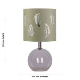 First Choice Lighting Set of 2 Buck - Clear Glass Globe Lamps with Sage Green Fern - thumbnail 3