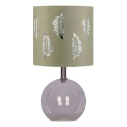 First Choice Lighting Set of 2 Buck - Clear Glass Globe Lamps with Sage Green Fern - thumbnail 2