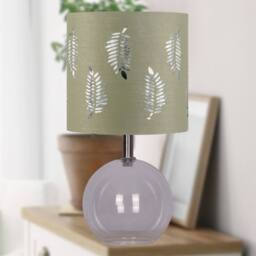 First Choice Lighting Set of 2 Buck - Clear Glass Globe Lamps with Sage Green Fern - thumbnail 4