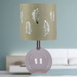 First Choice Lighting Set of 2 Buck - Clear Glass Globe Lamps with Sage Green Fern - thumbnail 5