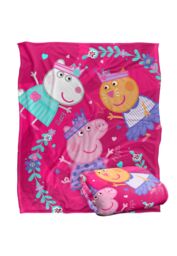 Hasbro Peppa Pig Kids Silky Touch Blanket 152x127cm Peppa Suzy Candy Friends in White - Size: 152x127 cm - thumbnail 2