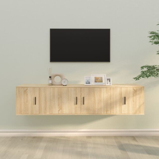 Berkfield Home 3 Piece TV Cabinet Set Sonoma Oak Engineered Wood in Brown - image 1