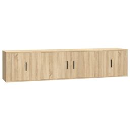 Berkfield Home 3 Piece TV Cabinet Set Sonoma Oak Engineered Wood in Brown - thumbnail 2
