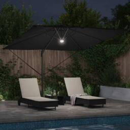 Berkfield Home Versatile Cantilever Roma Parasol with LEDs Black 286x285x270 cm - Size: 286 x 285 x 270 cm - thumbnail 4