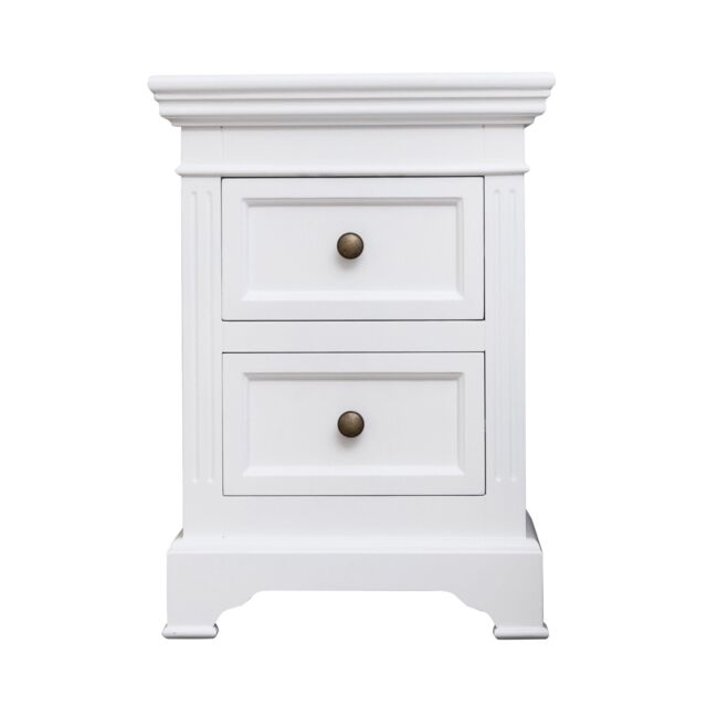 Melody Maison White Two Drawer Bedside Table - Daventry White Range - image 1