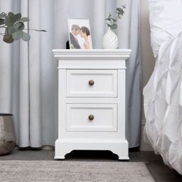 Melody Maison White Two Drawer Bedside Table - Daventry White Range - thumbnail 5