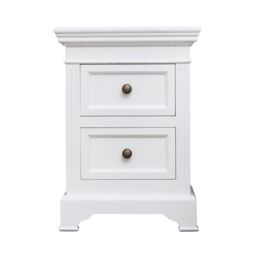 Melody Maison White Two Drawer Bedside Table - Daventry White Range - thumbnail 1